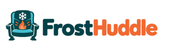 FrostHuddle logo in orange and charcoal