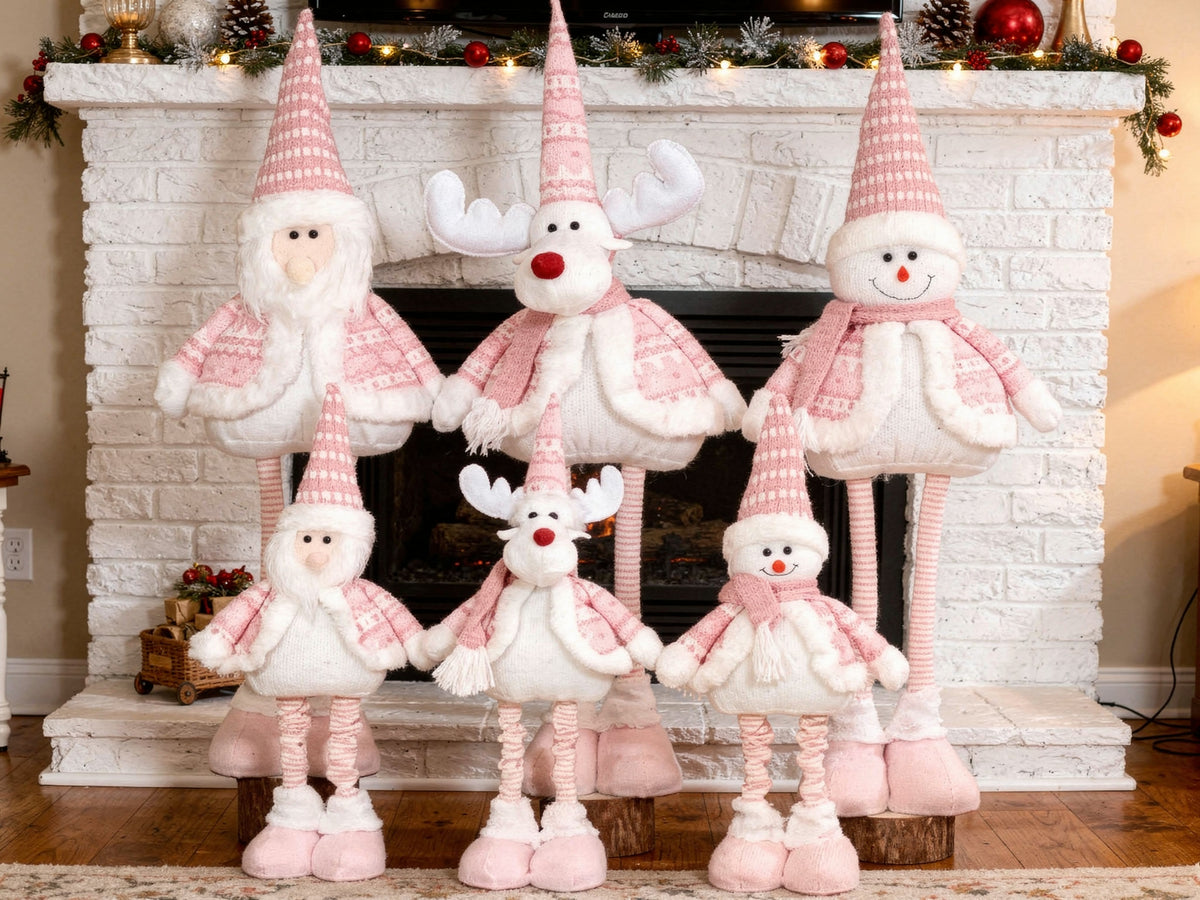 Pink Christmas Family Dolls